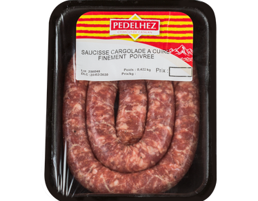 Saucisse cargolade à cuire finement poivrée 400gr