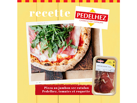 Recette : pizza au jambon sec catalan, tomates et roquette